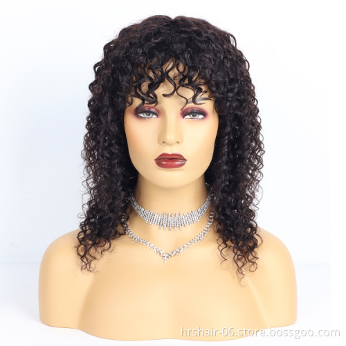 130% 150% 180% Throw On And Go Cheap Machine Made Black  brazilian Human customized Hair Wigs for lady and Women